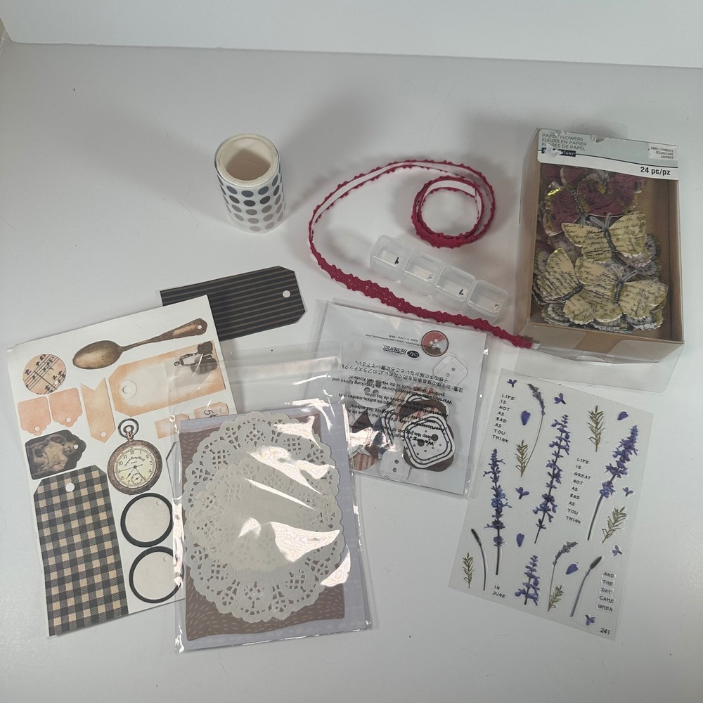 Vintage Scrapbook Lot Butterflies Lavender Stickers Washi Tape Creative Memories